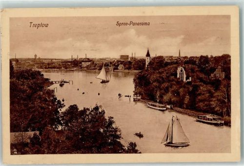 Treptow 1917 Feldpost Komp.6 Spree Segelboote Schiffe