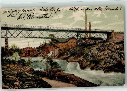 Trollhättan 1908 Brücke Wasserfall
