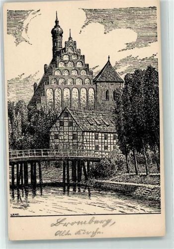Bromberg Deutsches Land im Osten Alte Kirche Brücke sign. Lenz