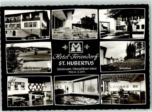 Schönsee Hotel-Feriendorf St. Hubertus Schwimmbad Terrasse Ferienhäuser