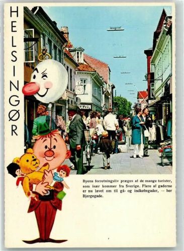 Helsingör Bjergegade Einkaufsstraße Geschäfte Uhr Bär