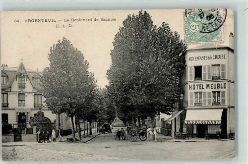 Argenteuil Le Boulevard de Sannois Hotel Meuble Kutsche Kinder Restaurant Gasthaus