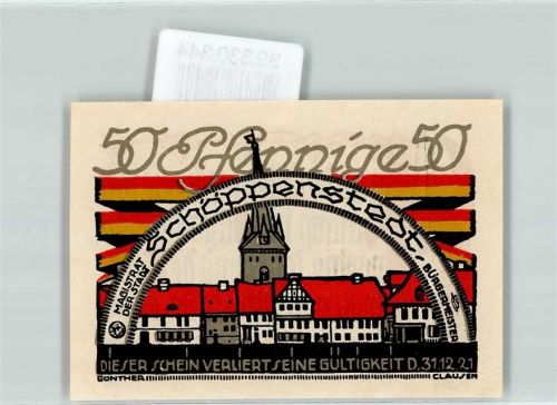 Schöppenstedt Notgeld 50 Pfennig Magistrat der Stadt Schöppenstedt Bürgermeister