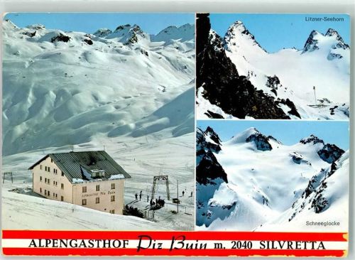 Galtür Winter Alpengasthaus Piz Buin Schneeglocke Litzner Seehorn Hüttenstempel