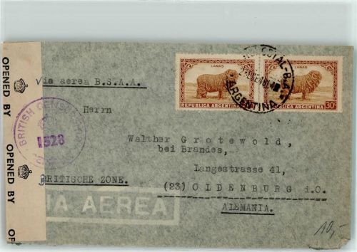 Buenos Aires Briefkuvert Luftpost BSAA Stempel Britische Zone 1528