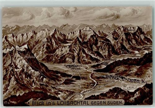 Ehrwald Blick in´s Loisachtal gegen Süden sign. E. Felle