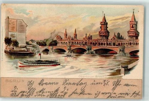 Friedrichshain Spree Oberbaum-Brücke Ausflugs-Boot