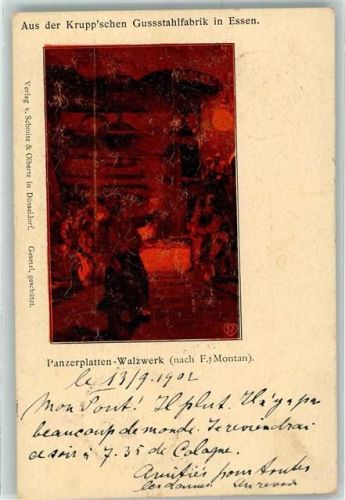 Essen 1902 Panzerplatten Walzwerk Krupp Gussstahlfabrik sign.F.Montan