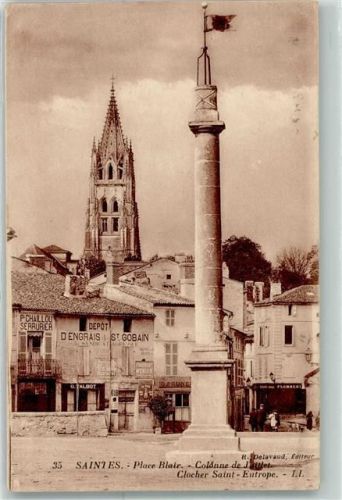 Saintes 1920 Place Blair Kirche Depot Säule Fahne