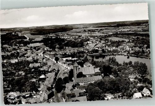 Preetz Fliegeraufnahme mit Ev. Kirche und Kirchsee