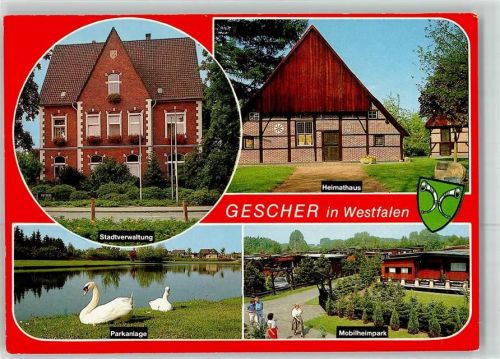 Gescher Stadtverwaltung Heimathaus Parkanlage Schwäne Mobilheimpark