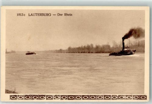 Lauterbourg der Rhein Schleppdampfer Binnenschiff