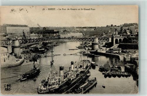 Brest 1917 le Port de Guerre et le Grand Pont Dampfer
