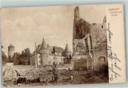 Blamont 1917 Schloss u. Ruine Uniform Fahrrad