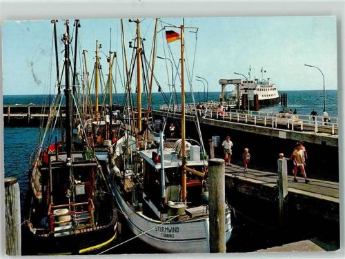 List 1978 Fischereihafen mit Autofähre Kutter Sturmwind