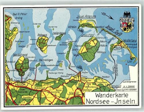 Niebüll Wanderkarte Nordsee Inseln Landkarte
