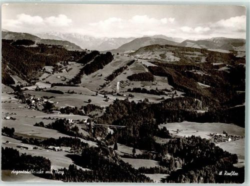 Maierhöfen 1964 Fliegeraufnahme der Argentobelbrücke