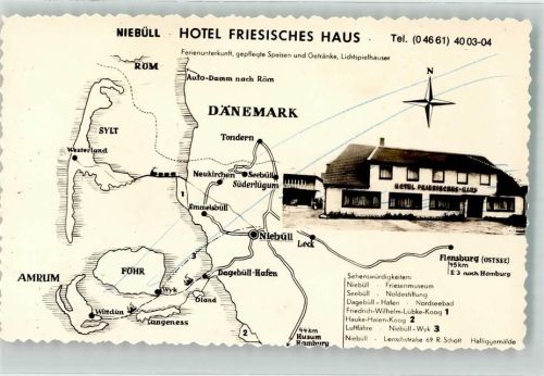 25899 W2260 Niebüll FOTO KEINE AK Hotel Friesisches Haus Striche auf der Bildseite