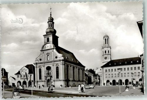 67227 W6710 Frankenthal Pfalz - Rathaus mit der Dreifaltigkeitskirche u. der Protes. Kirche VW Käfer