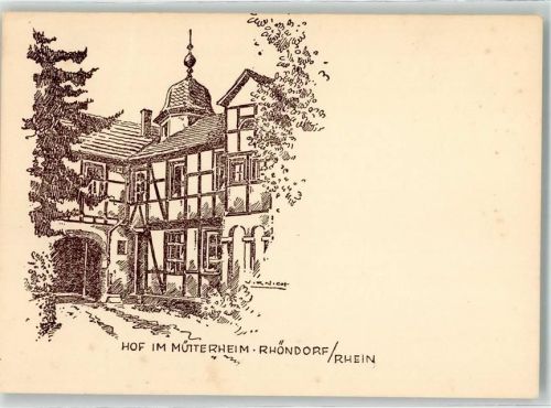 Rhöndorf Zeichnung Hof im Mütterheim sign. Virnicht