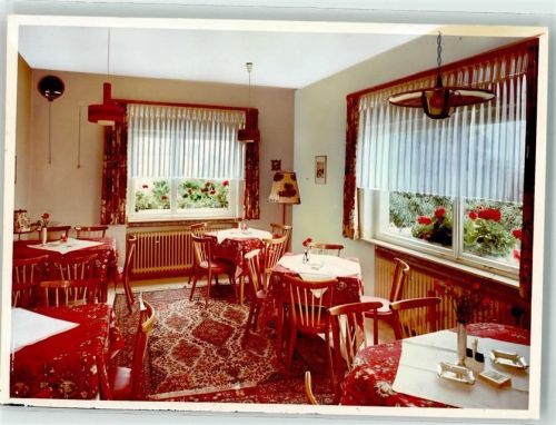 Lich Gasthaus zum Pfaffenhof Gastraum Blumen Ort handschriftlich