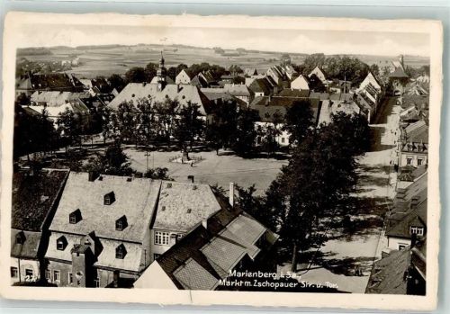 Marienberg 1933 Marktplatz mit Zschopauer Straße und Tor