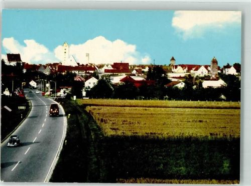 Leipheim Straße Auto Turm Kirche
