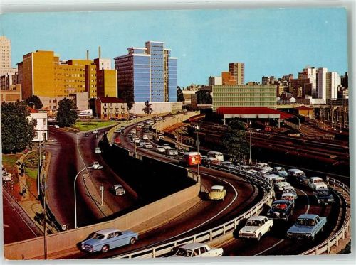 Johannesburg Queen Elizabeth Bridge Auto Straße Verkehr Fabrik Eisenbahn