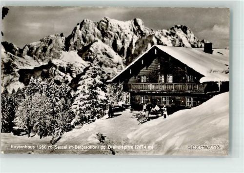 Bayernhaus mit Dreitorspitze Hüttenstempel Fotograf Huber Nr. 10625 Notopfermarke