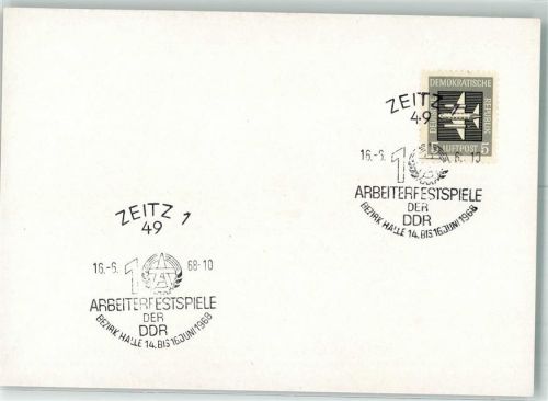 Zeitz 10. Arbeiterfestspiele der DDR 1968 Sonderstempel