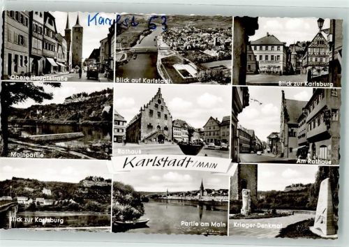 Karlstadt Rathaus Kriegerdenkmal Obere Hauptstrasse Karlsburg Foto Original aus Archiv eines Ansichtskartenverlags