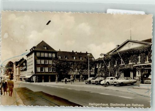 Heiligenhaus Rathaus Auto Oldtimer Foto Original aus Archiv eines Ansichtskartenverlags