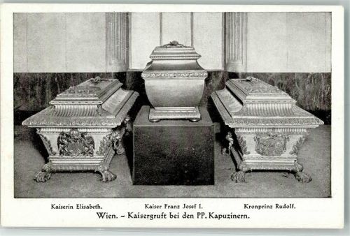 Wien 1927 Kaisergruft in der Kapuzinerkirche Särge der Kaiserin Elisabeth und Kronprinz Rudolf