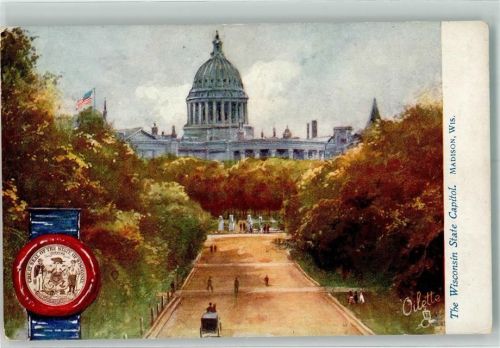 Madison WI Künstlerkarte sign. Oilette Serie 2454 State Capitol