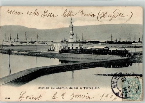 Suez 1906 Hafen Bahnhof Eisenbahn