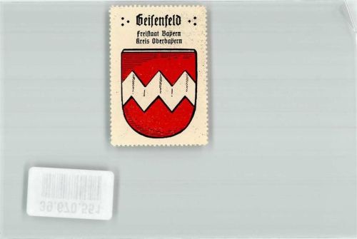 Geisenfeld Vignette Wappen Königreich Bayern Kreis Oberbayern Rot Silber Zickzackbalken Kaffee Hag