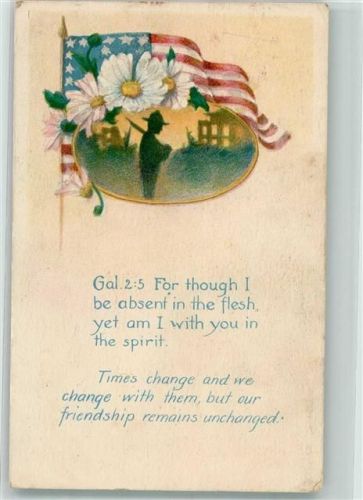 1920 Fahne Soldat Blumen Spruch