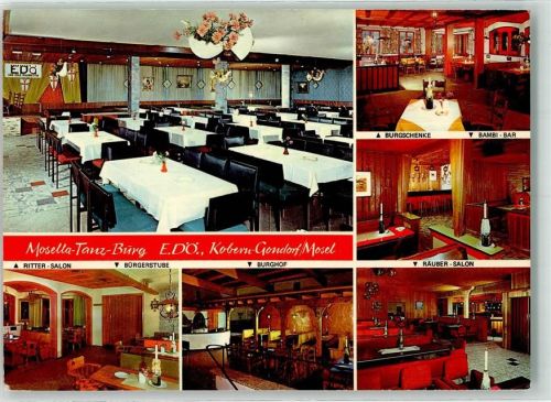 56299 W5401 Kobern-Gondorf Foto AK Mosella Tanz Burg Gasthaus Ritter Salon Bürgerstube Burghof Räuber Salon Burgschenke Bambi Bar