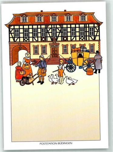 Büdingen Postamt Wohlfahrtsmarken-Postkartenserie 1991 Postkutsche