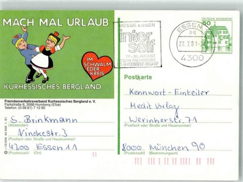 Homberg 1981 Tracht Mach mal Urlaub Fremdenverkehrsverband