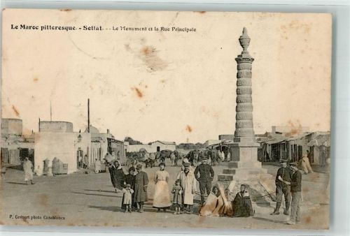 Settat Denkmal Rue Principale Tracht Uniform Foto AK