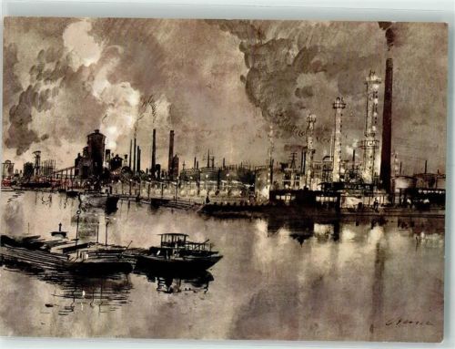 Gelsenkirchen ARAL Bildkarten Das Ruhrgebiet Nr. 6 Binnenschiff BV Tanklager