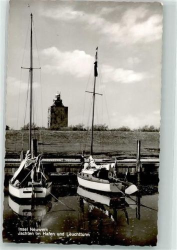 Neuwerk 1959 Leuchtturm Hafen Sportboote