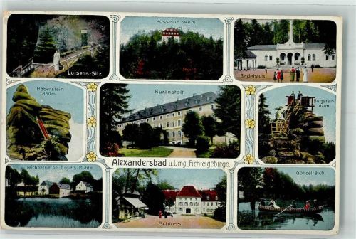 Bad Alexandersbad 1914 Schloss Kurhaus Roglers- Mühle Luisens-Sitz