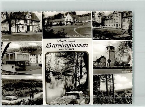 30890 W3013 Barsinghausen Foto AK Rathaus Jugendverbandheim Gasthaus Kloster Glockenturm