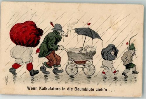 Humor Familie im Regen Scheuermann, W.