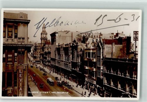 Melbourne 1931 Bourke Street Straßenbahn Auto Australien