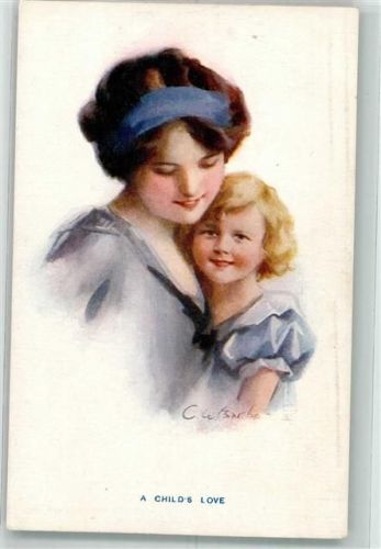 A childs Love Mutter drückt ihre blonde Tochter an die Brust Carlton Publishing Co. No. 676/5