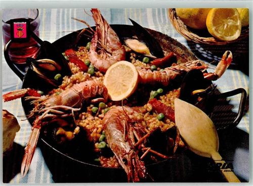 Valencia Paella mit Langusten aus Valencia Werbung für die Fluglinie Iberia