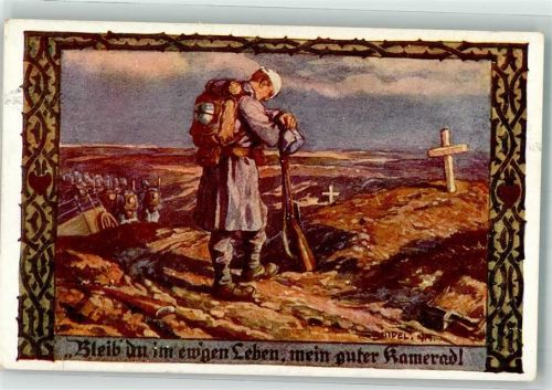 1915 Landser trauert im Vorbeimarsch am Kreuz eines gefallenen Kameraden Ostmark Bund deutscher Österreicher Nr. 141